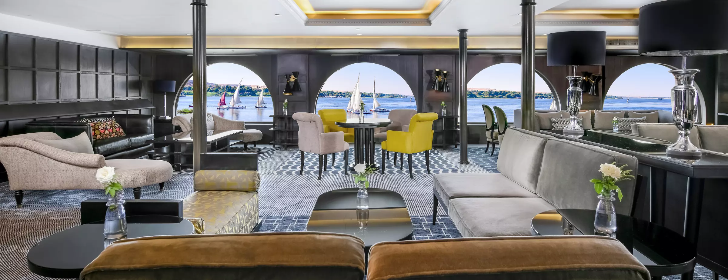 Lounge aboard the Mövenpick MS Sun Ray Nile cruise